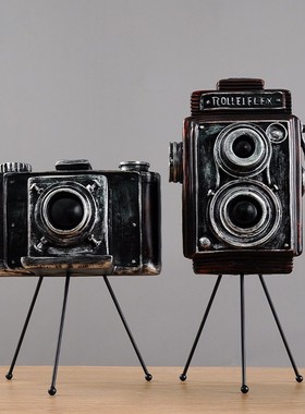 速发复古相机模型创意柜0后怀旧老式老件物小摆件咖啡厅酒8装饰品