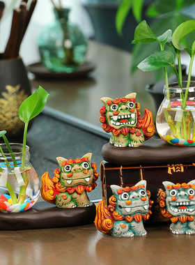 速发国潮可爱小狮子家居摆件创意招财进装风狮爷茶桌办桌公面工位