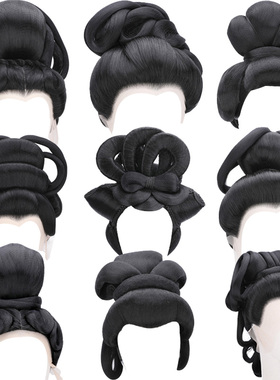 速发唐风整体假发新款宫廷发复头饰冠温丝宋明制整发套反串高古全