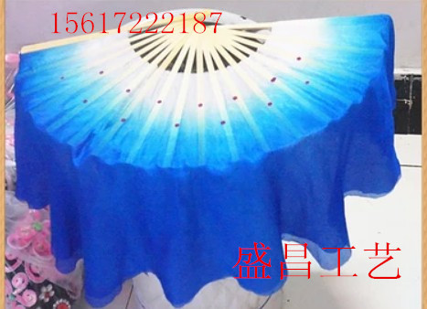 速发1派2双面真丝舞蹈扇子/秀色海尺秧歌扇/渐变色加长真跳丝舞扇
