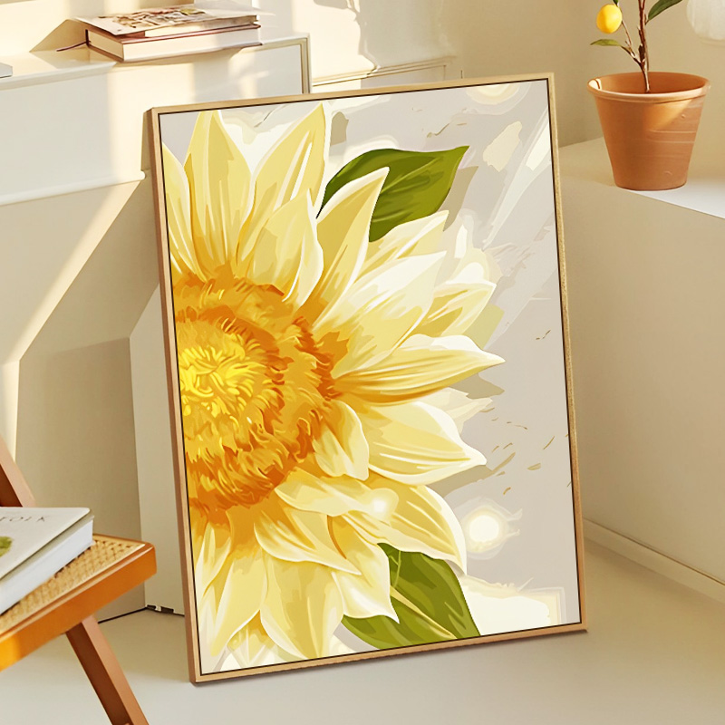 花卉/向日葵diy数字油画手工填色油彩画手绘丙烯画客厅卧室装饰画图片