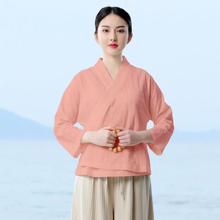 速发2艺修服居士中改良茶服禅意右衽汉服文禅亚麻棉服国风七分