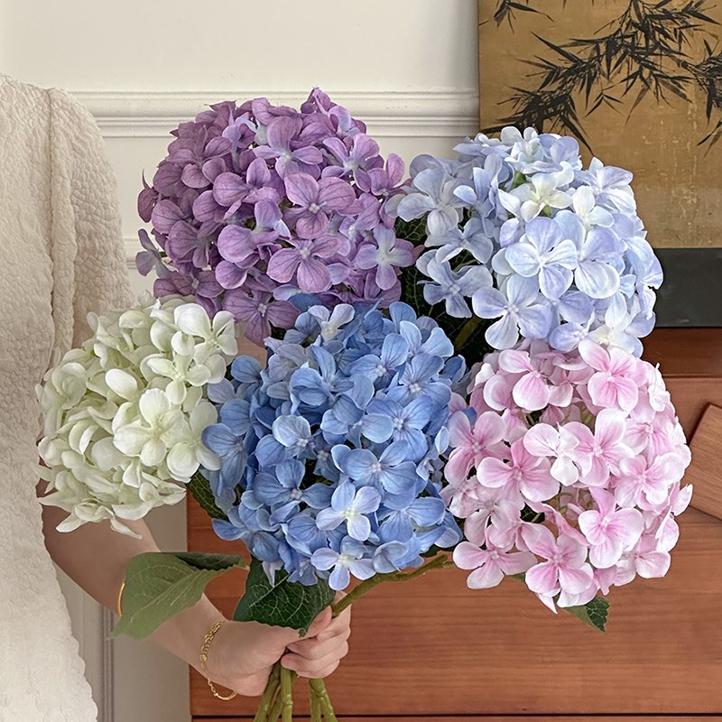 速发花布绣球花假花花摆客厅玄关桌面花艺设装饰摆件插桌餐花绢卉