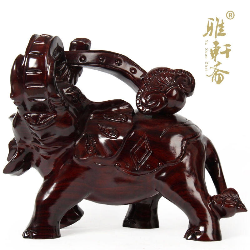 速发T斋轩雅 红木大象 木雕工艺品 如意宝象 象木摆件 开业生日礼