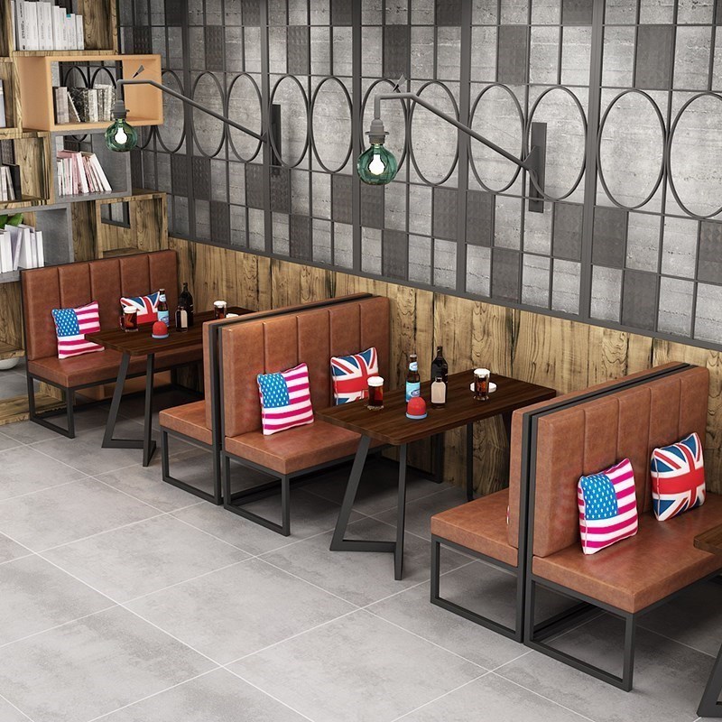 速发覆古工业风卡座沙发咖啡厅西餐厅奶茶店火锅店酒吧清吧餐桌椅