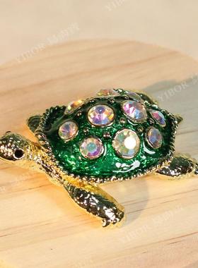 跨境热销珐琅小乌龟摆件特色手工艺品轻奢网红装饰礼物首饰盒