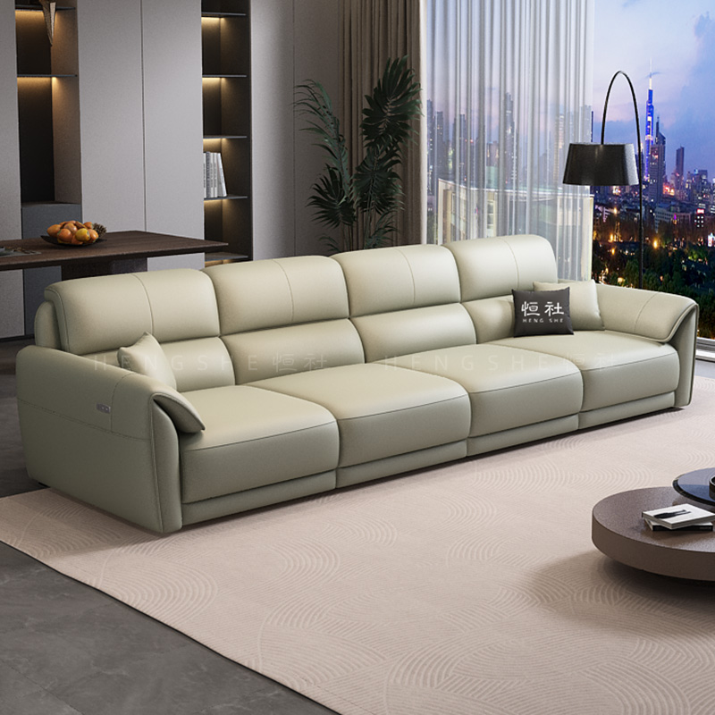 恒社紫罗兰海绵意式真皮沙发