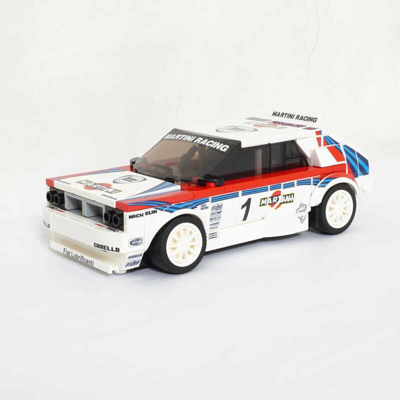 宝乐鹿 MOC 国产积木拼装玩具赛车蓝旗亚 Delta HF Integrale模型