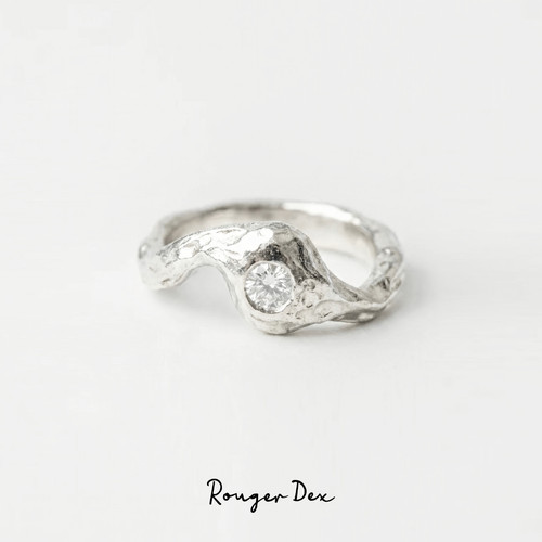 Rouger Dex简约中古气质轻奢手工戒指女纯银精致莫桑钻高级感礼物