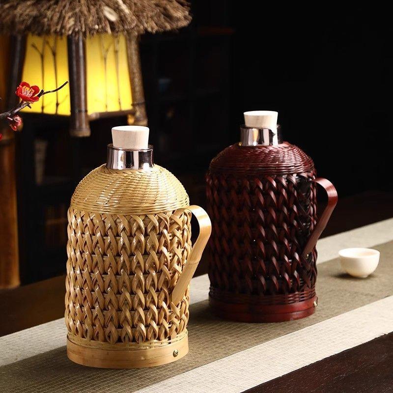竹编家热水瓶用老式壶开水瓶水玻璃内胆保温瓶茶室无品牌/民小宿