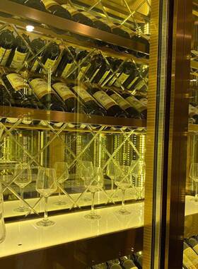 酒窖不锈玫钢酒柜转角内嵌金高档属展示XXU柜酒恒庄温红酒柜瑰金