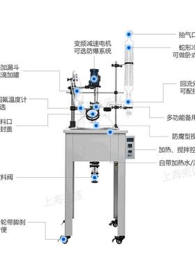 单层应玻璃反釜29394实验室化工蒸馏反应水油两用应釜玻璃器反应