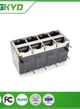 2X4多端口带弹片以L太网rj45连接器E1D0PINWIEpb插c孔