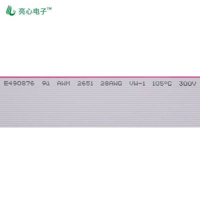 厂家UL2651红边灰排线28awgPH1.27软排线0.127镀锡铜2-64P