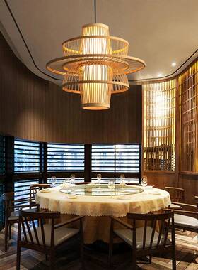 中式竹简约艺AL-64312餐馆竹编吊灯田园店餐厅饭宿茶室卧室阳台日