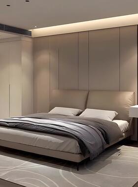 象耳朵皮床轻奢现极代简约主卧LAD大床双人大气意式大婚简床皮艺