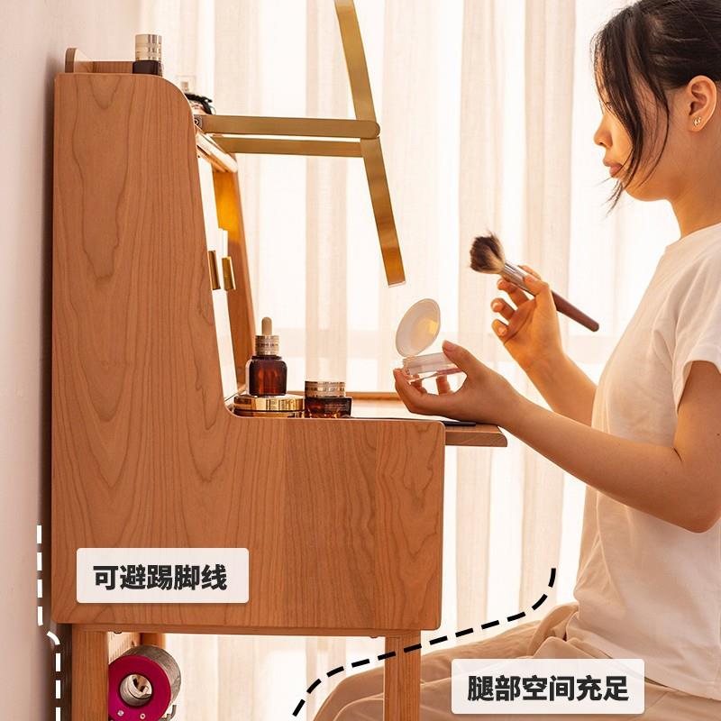 日式梳妆台妆小型卧室户实木迷你樱化妆桌桃木小型SC103370化台60