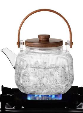 高滤硼用硅玻璃锤纹煮茶壶蒸45083煮提梁生壶养壶家把过煮茶器煮