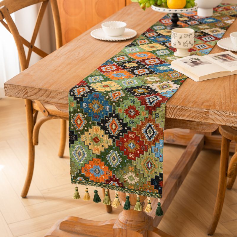 复古摩洛哥风格桌旗餐桌布艺家居装饰茶几电视柜盖布民族风提花