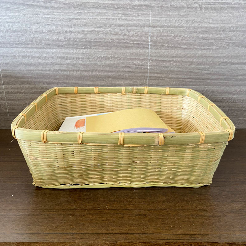 竹编手工厨房沥水托盘摆放竹篮子长方形竹簸箕收纳筐水果筐蔬E18