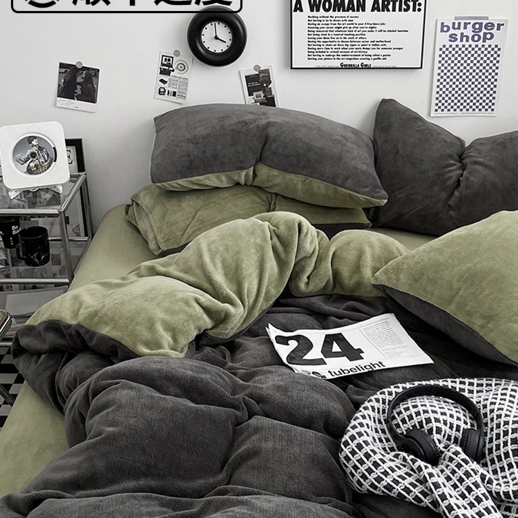 秋冬季牛奶绒被套单件150X200毛绒珊瑚绒被罩法兰绒双面加绒被单