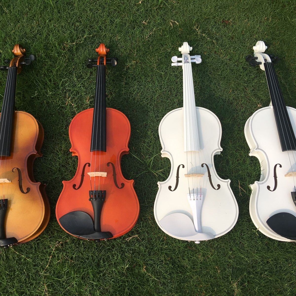 成人儿童初学者练习演奏小提琴白色彩色4/4-1/16型号装饰乐器