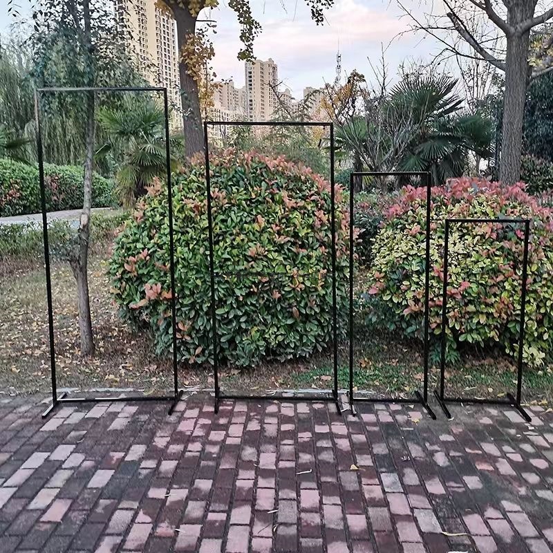 新款婚庆道具铁艺屏风路引几何长框路引婚礼装饰斜边背景舞台摆件