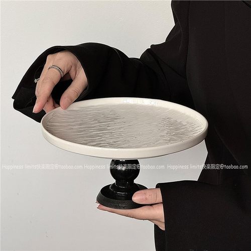 水 果蛋糕托盘 品台轻奢摆件 实木果盘高 脚圆盘子子家用简约干果