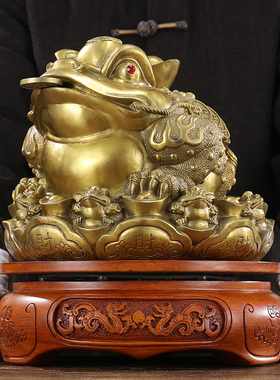 速发八方来财铜金蟾摆件纯铜三脚蟾蜍家居店铺开业礼品办公室开张