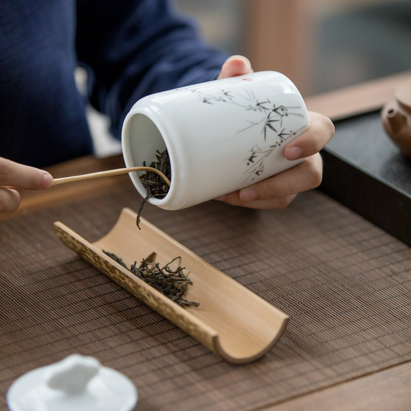 速发 日式茶叶罐陶瓷密封储物罐醒茶罐茶叶盒家用茶仓存茶
