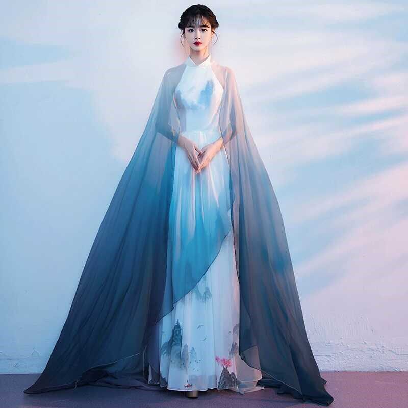 速发2024新款中国风礼服古筝演出服成人大合唱学生艺考表演服千里