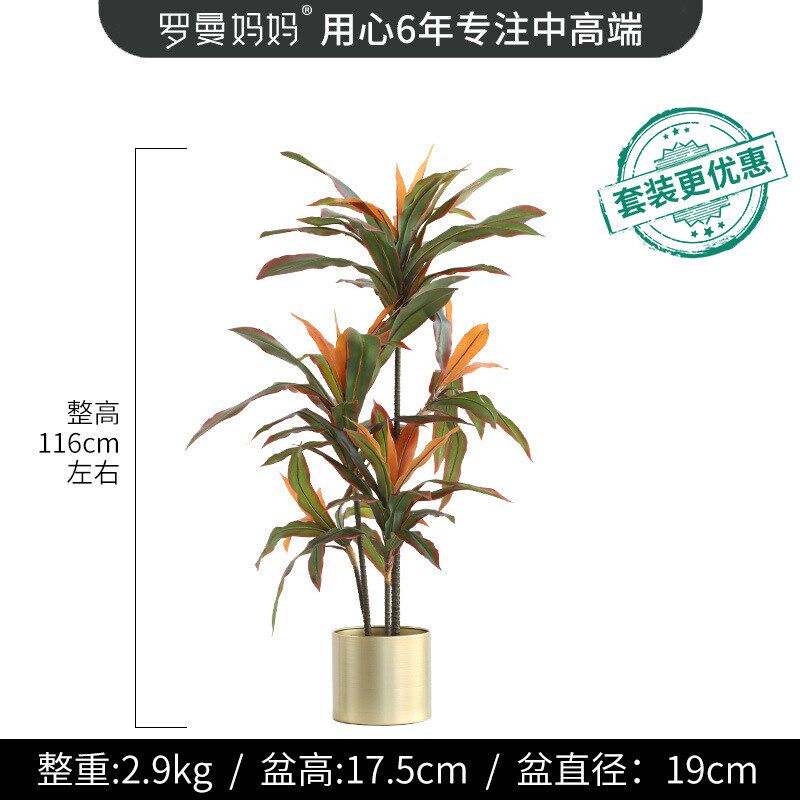 速发罗曼妈妈 简约风植物盆栽红边铁假绿植盆景室内落地摆件