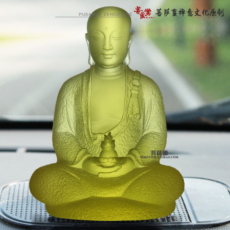 速发4寸琉璃汽车摆件 古法琉璃地藏王菩萨 汽车饰品摆件供奉 琉璃