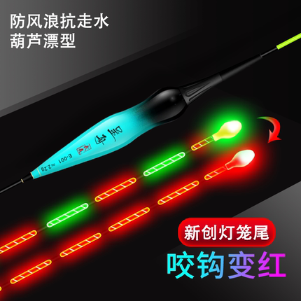 呈舟抗风浪抗流水咬钩变色硬尾夜光漂加粗醒目日夜两用电子漂浮漂