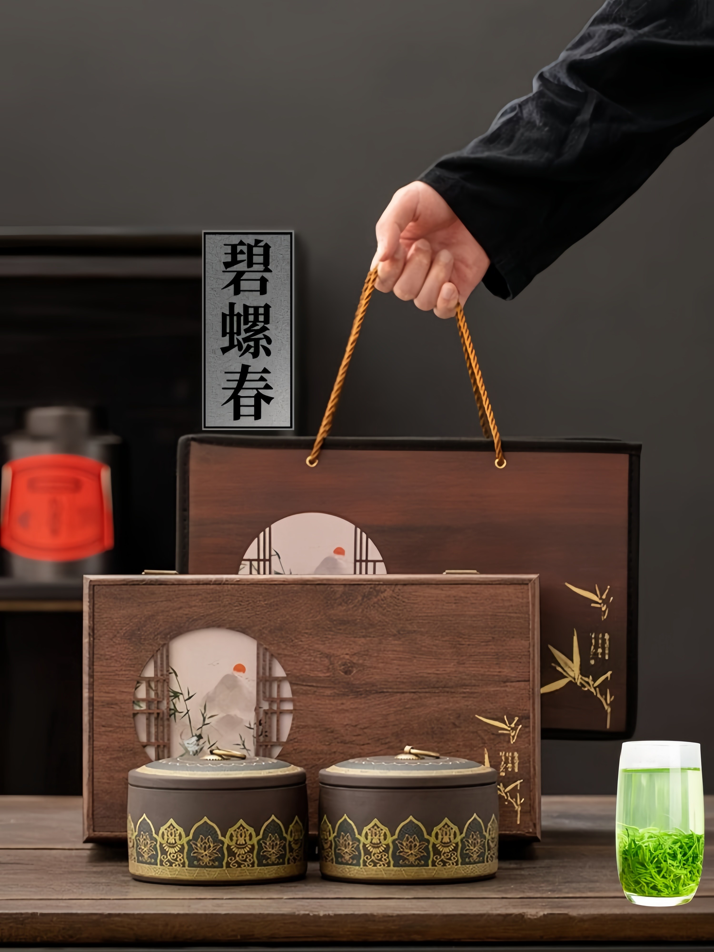 2025 Новый чай Biluochun Tea Подарочная коробка Mingqian Ароматный зеленый чай Премиум-класса, Аутентичный Сучжоуский фирменный чай для пожилых людей Изображение 1