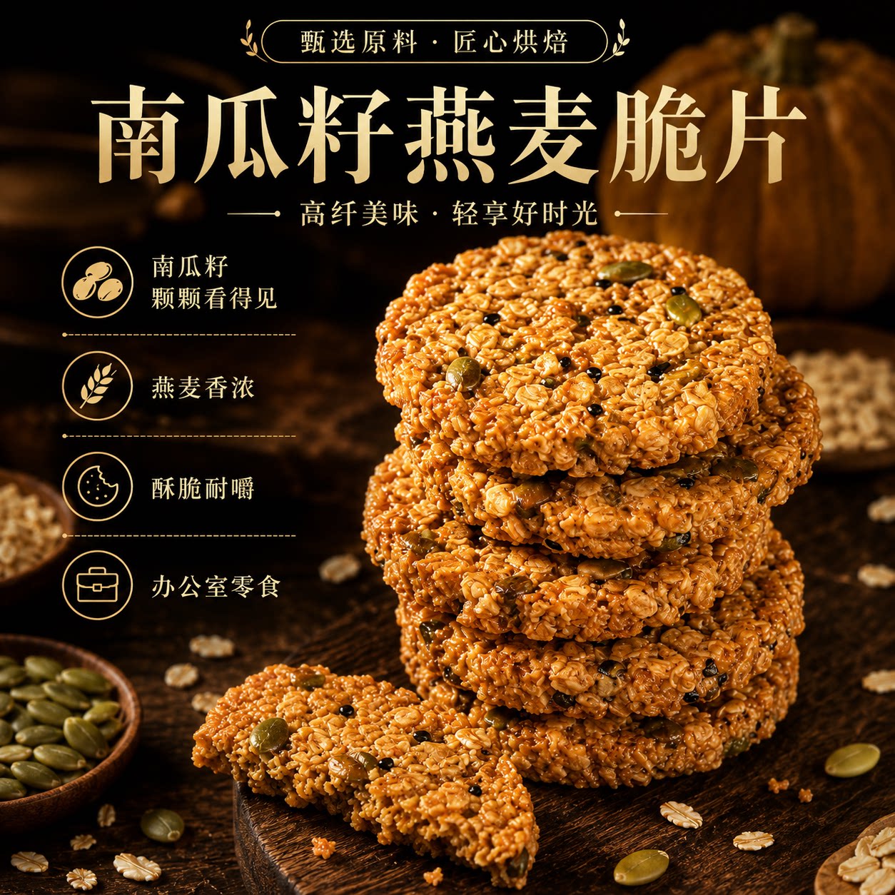 南瓜籽燕麦脆片粗粮谷物脆即食代餐麦片办公室解馋早餐零食