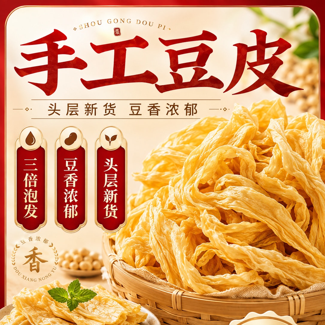 云南农家手工无盐无油干豆皮丝图片