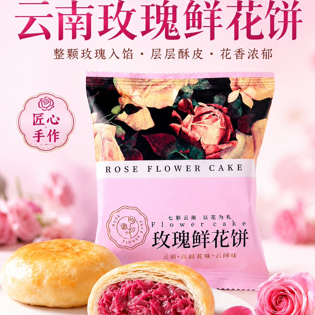 云南鲜花饼官方旗舰店正宗老字号特产玫瑰饼现烤鲜烤传统糕点零食
