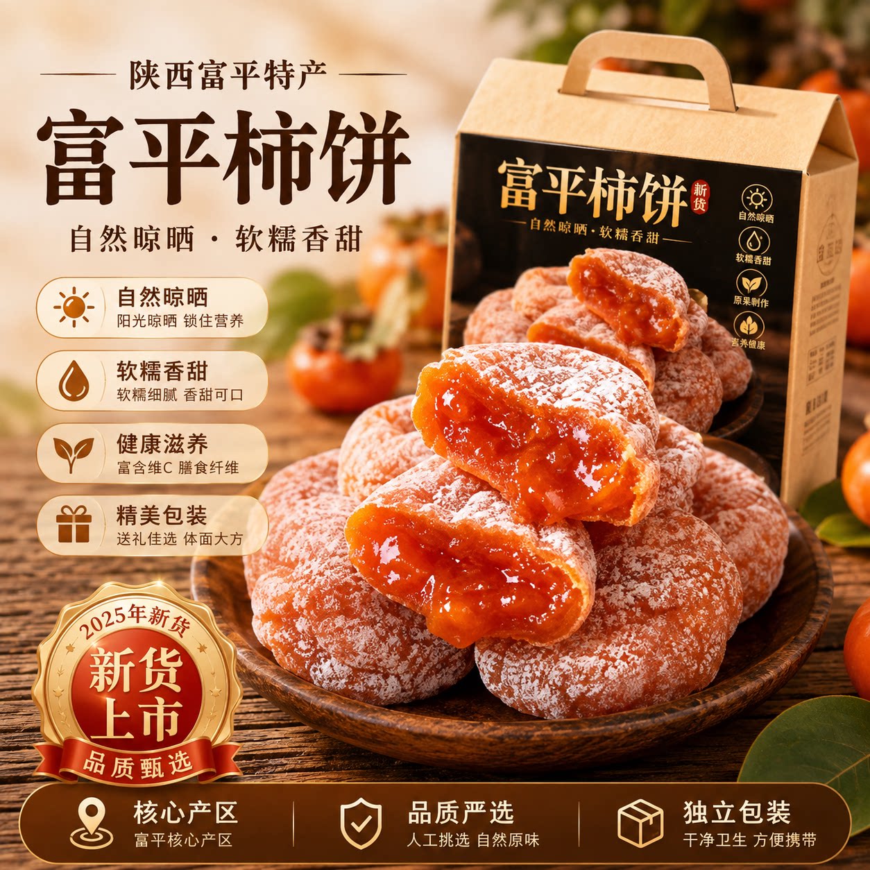 特级富平柿饼陕西正宗流心柿子吊柿饼圆柿饼当季新鲜官方旗舰店