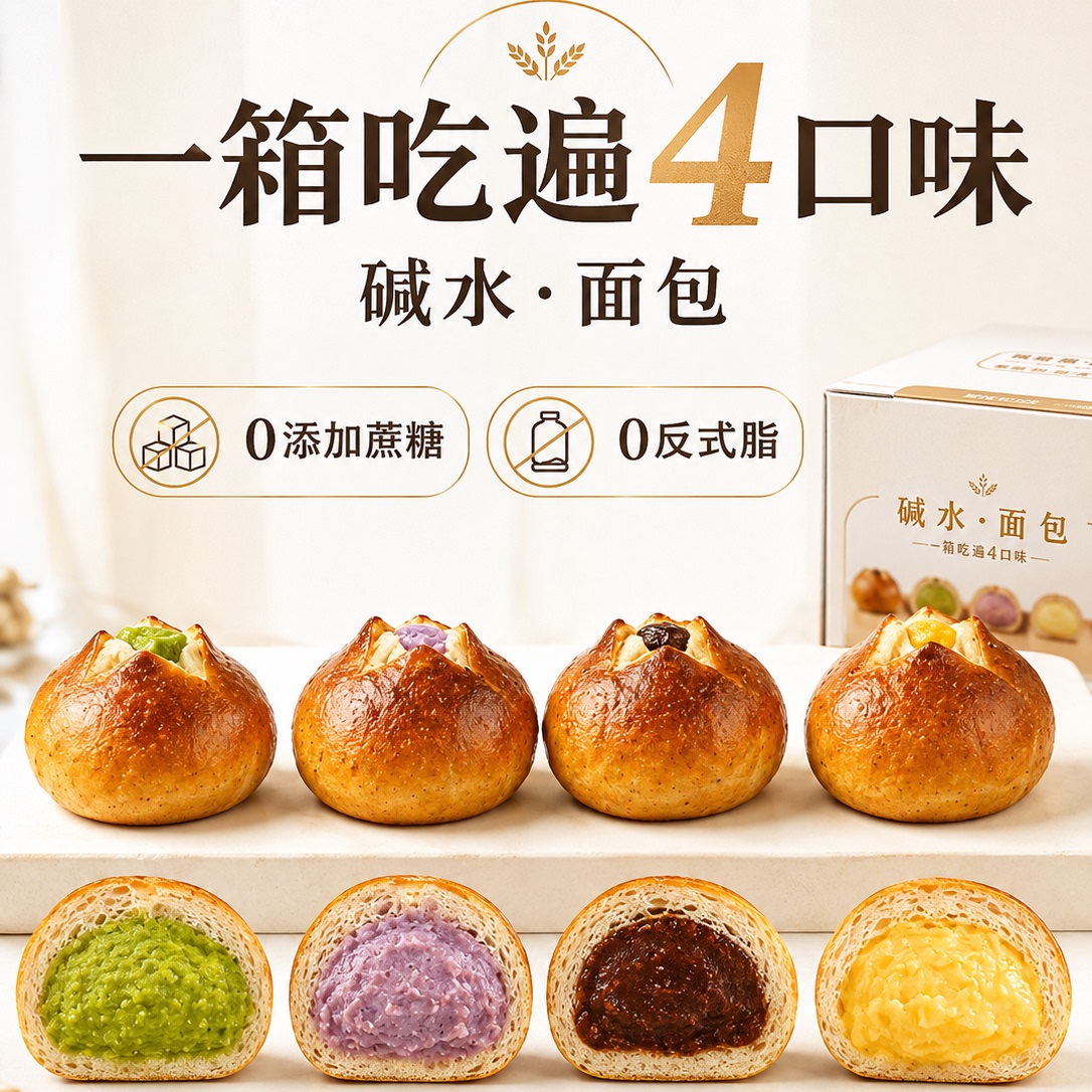 全麦碱水面包球低脂低卡整箱图片
