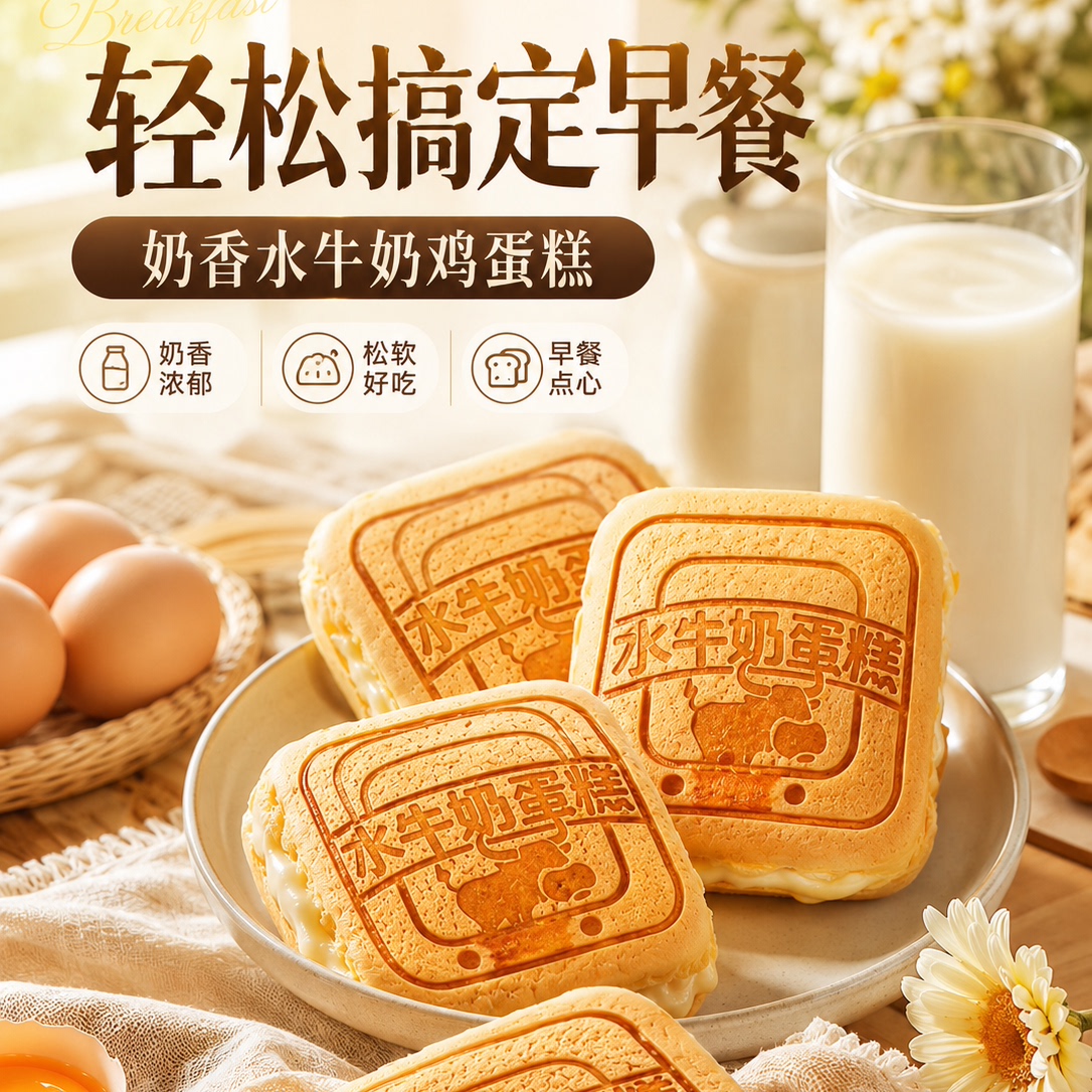 低糖水牛乳蛋糕面包无蔗糖孕妇代餐饱腹办公室下午茶早餐糕点整箱