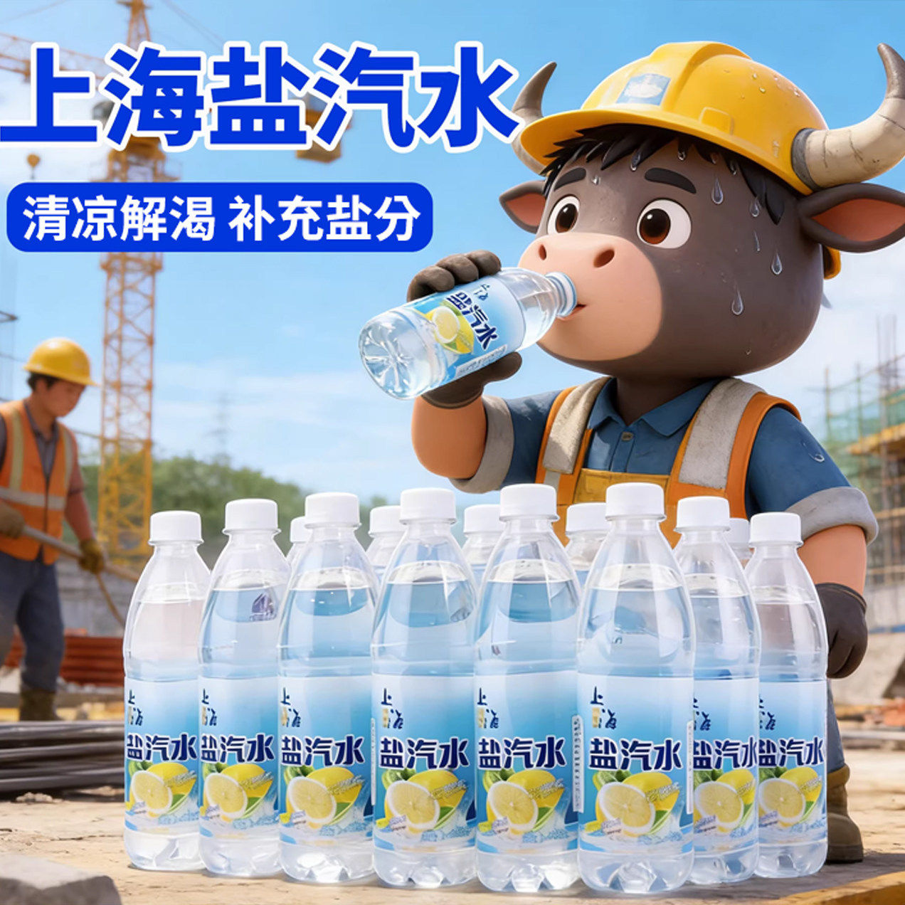 央妈推荐老上海盐汽水官方旗舰店柠檬口味24瓶气泡水夏季解渴饮料