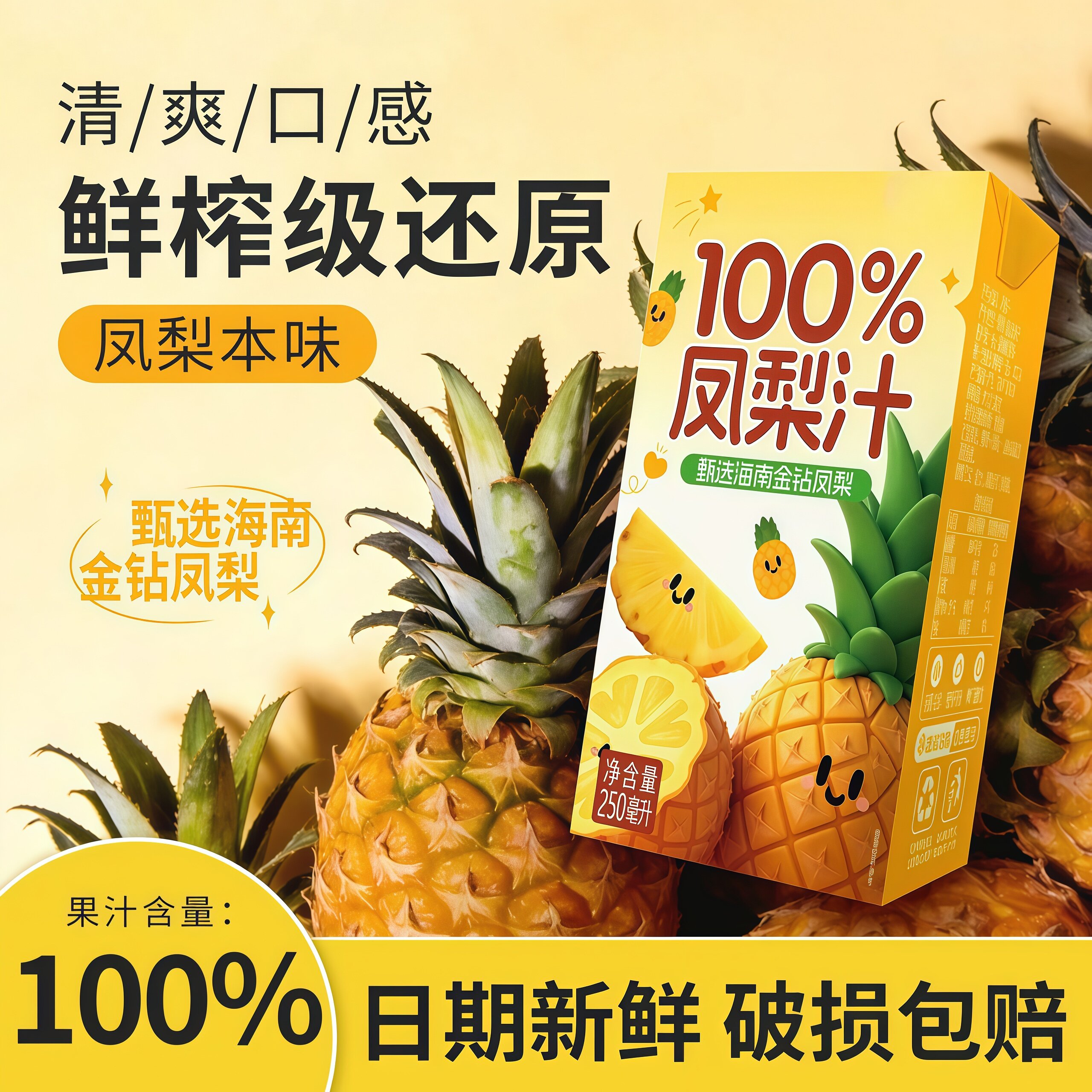 凤梨汁饮料官方旗舰店正品100%nfc现鲜榨菠萝汁非勾兑清爽解腻