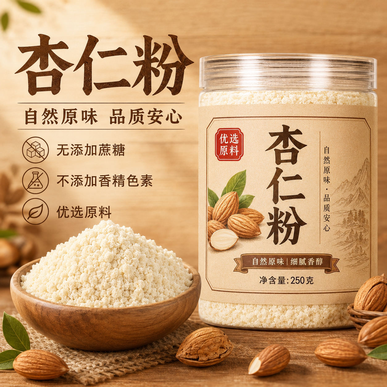 纯杏仁粉天然添冲饮加冲泡营养代餐复合粉谷物营养早餐官方旗舰店