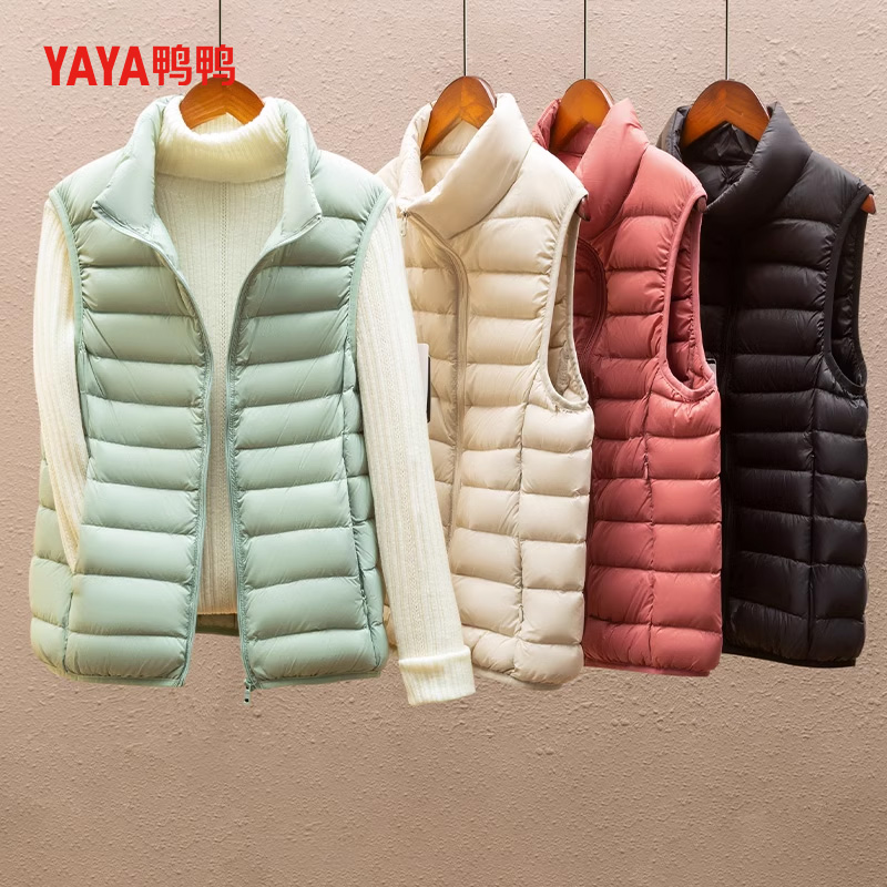 鸭鸭羽绒马甲女短款秋冬季2024新款中年妈妈立领坎肩保暖减龄外套