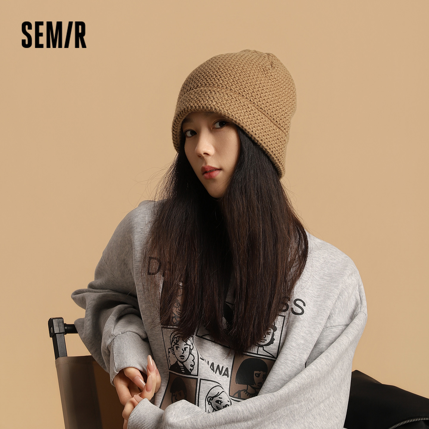 森马帽子女款秋冬季韩版针织帽加厚保暖护耳毛线帽显脸小冷帽男M