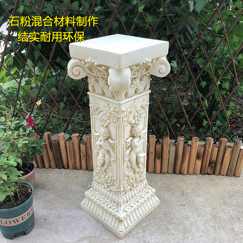 欧式复古人物浮雕厚重方底罗马柱别D墅庭院落地装饰大摆件婚庆路