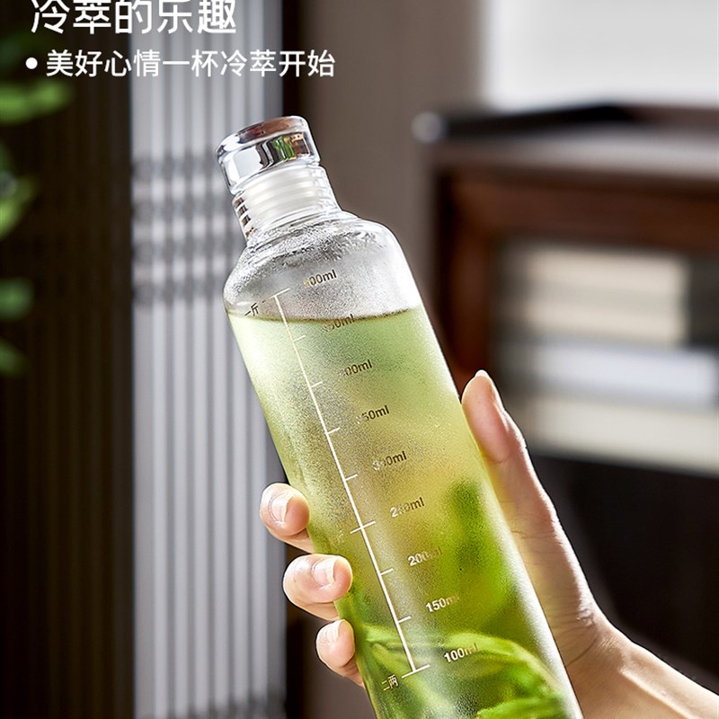 冷泡茶瓶子玻璃夏天冰p箱密封装水容器冰茶凉水壶耐高温便携茶杯图片