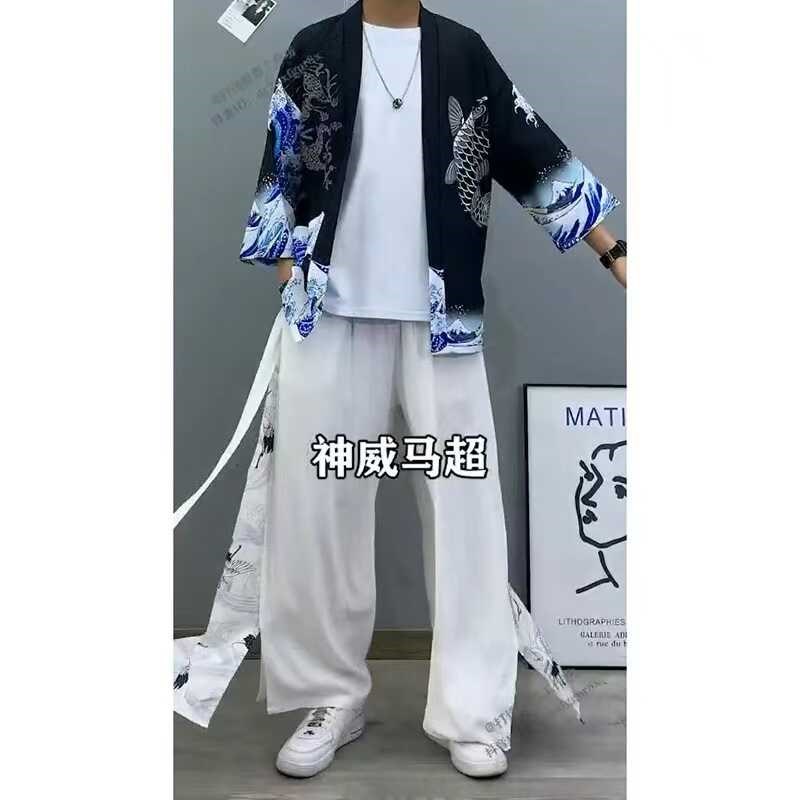 中式唐装改良汉服羽织中国风道袍男古风仙M气复古装和服开衫外热