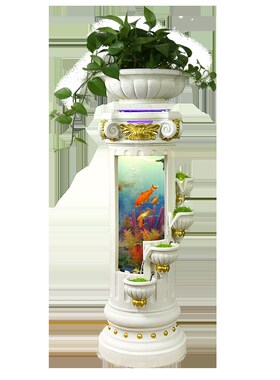 欧式落地喷e泉流水摆件创意鱼缸加湿器客厅室内家居装饰品电视柜